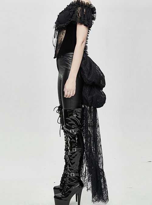 Forebreast Lace Flower Decoration Hard Net Backswing Black Gothic Lace Corset