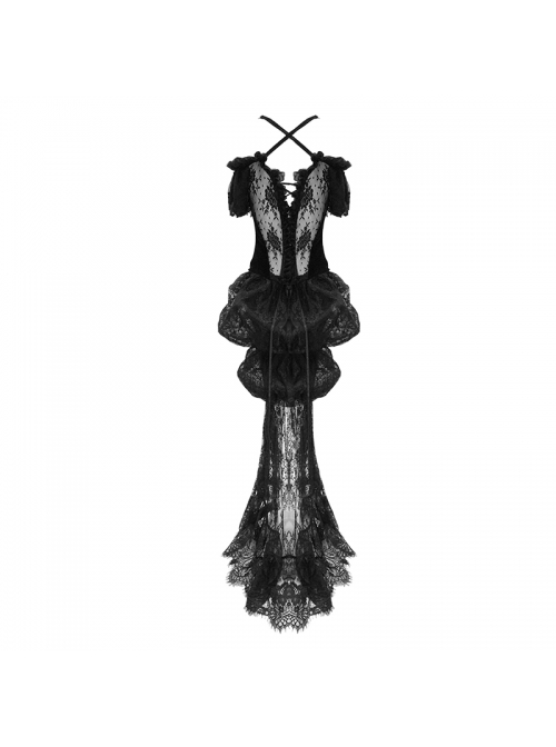 Forebreast Lace Flower Decoration Hard Net Backswing Black Gothic Lace Corset