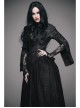 Stand-Up Collar Long Sleeve Back Waist Lace-Up Flounce Lace Big Hem Black Gothic Jacquard Coat