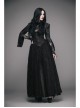 Stand-Up Collar Long Sleeve Back Waist Lace-Up Flounce Lace Big Hem Black Gothic Jacquard Coat