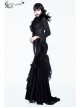 Stand-Up Collar V-Neck Front Lace-Up Lace Cuff Black Gothic Compound Flower Net Small Coat