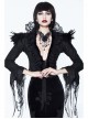 Stand-Up Collar V-Neck Front Lace-Up Lace Cuff Black Gothic Compound Flower Net Small Coat