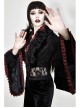 Stand-Up Collar Rose Flower Neckline Big Long Sleeve Black Gothic Embossed Velvet Short Coat