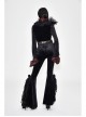 Stand-Up Collar Rose Flower Neckline Big Long Sleeve Black Gothic Embossed Velvet Short Coat