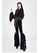 Stand-Up Collar Rose Flower Neckline Big Long Sleeve Black Gothic Embossed Velvet Short Coat