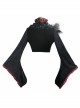 Stand-Up Collar Rose Flower Neckline Big Long Sleeve Black Gothic Embossed Velvet Short Coat