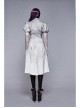 V-Neck Lace Flare Sleeve Grey Gothic Print Jacquard Long Coat