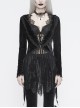 Big Collar Long Sleeve Back Dovetail Lace Hem Black Gothic Velvet Coat