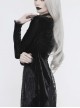 Big Collar Long Sleeve Back Dovetail Lace Hem Black Gothic Velvet Coat