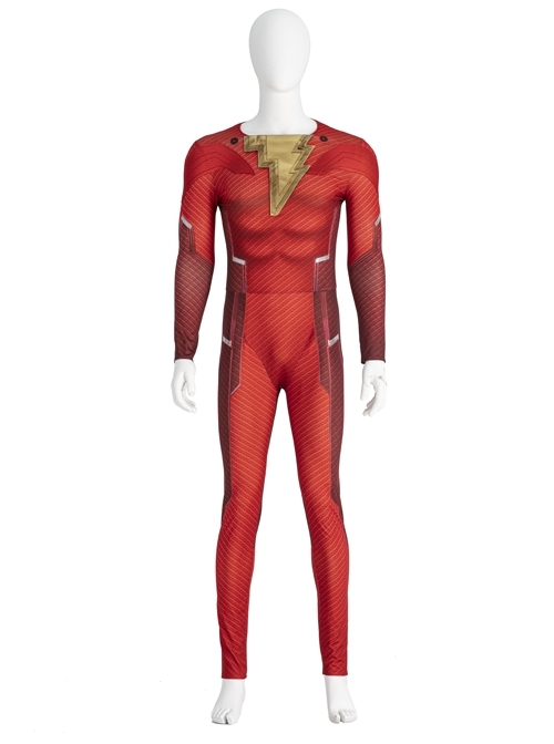 Shazam Fury Of The Gods Shazam Halloween Cosplay Costume Red Bodysuit