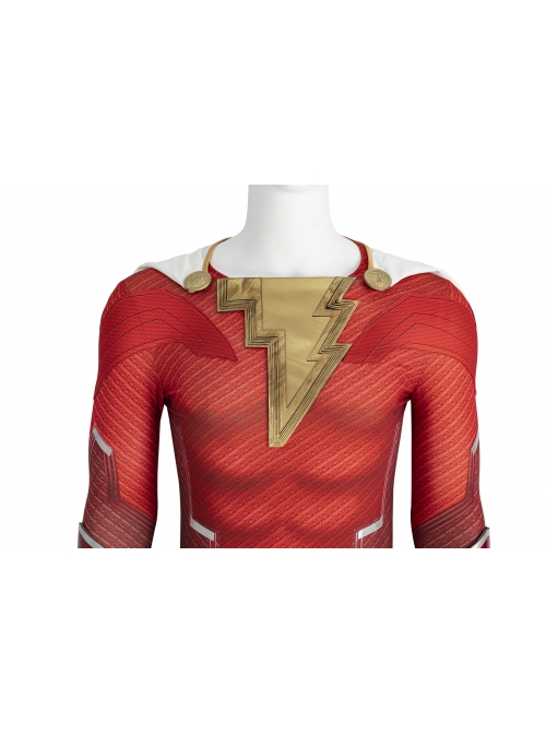 Shazam Fury Of The Gods Shazam Halloween Cosplay Costume Red Bodysuit