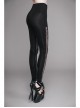 Black Splice Flocking Printed Bead Chain Pattern Mesh Gothic Knit Legging