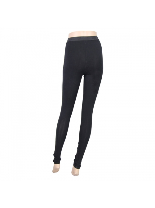 Black Splice Flocking Printed Bead Chain Pattern Mesh Gothic Knit Legging