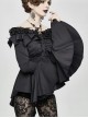 Rose Flowers Decoration One-Word Collar Long Sleeve Flare Cuff Black Gothic Blouse