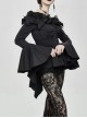 Rose Flowers Decoration One-Word Collar Long Sleeve Flare Cuff Black Gothic Blouse