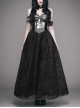 Black Gothic Elk Metal Brooch Flocking Print Yarn Floral Formal Dress Slip Dress