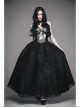 Black Gothic Elk Metal Brooch Flocking Print Yarn Floral Formal Dress Slip Dress