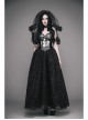 Black Gothic Elk Metal Brooch Flocking Print Yarn Floral Formal Dress Slip Dress