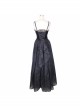 Black Gothic Elk Metal Brooch Flocking Print Yarn Floral Formal Dress Slip Dress