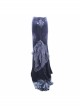 Rose Decoration Frill Hem Black Gothic Rose Pattern Embossed Velvet Long Gown Skirt