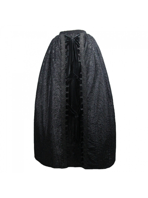 Black Gothic Three-Dimensional Embroidered Multi-Layer Lotus Leaves Velvet Long Skirt
