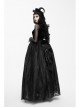 Black Gothic Three-Dimensional Embroidered Multi-Layer Lotus Leaves Velvet Long Skirt