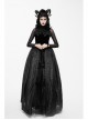 Black Gothic Three-Dimensional Embroidered Multi-Layer Lotus Leaves Velvet Long Skirt