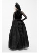 Black Gothic Three-Dimensional Embroidered Multi-Layer Lotus Leaves Velvet Long Skirt