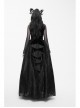 Black Gothic Three-Dimensional Embroidered Multi-Layer Lotus Leaves Velvet Long Skirt