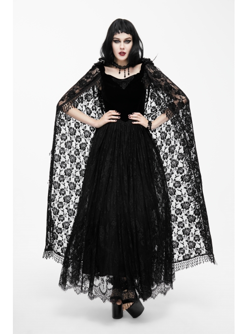 Collar Decals Shoulder Feather Lace Decoration Lace Shawl Black Gothic Velvet Dress