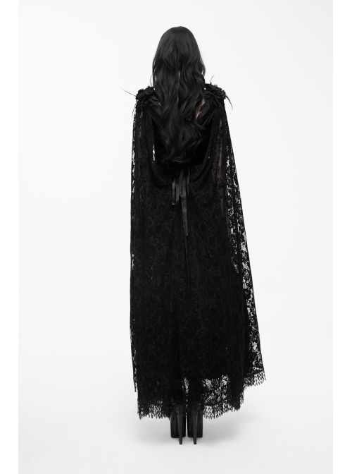 Collar Decals Shoulder Feather Lace Decoration Lace Shawl Black Gothic Velvet Dress