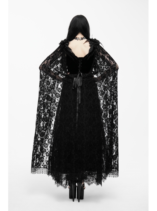 Collar Decals Shoulder Feather Lace Decoration Lace Shawl Black Gothic Velvet Dress