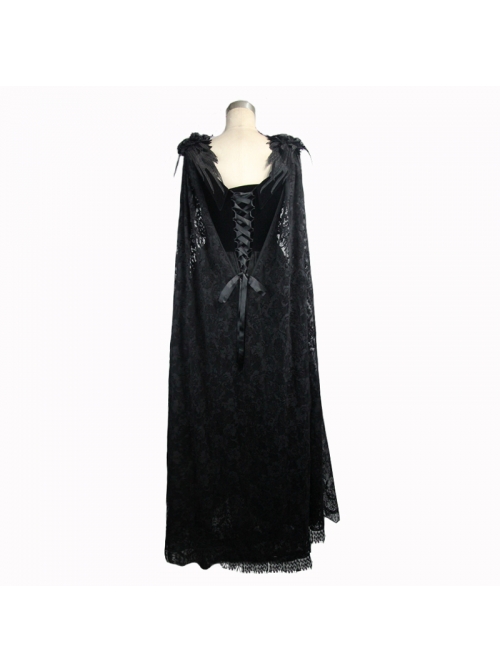 Collar Decals Shoulder Feather Lace Decoration Lace Shawl Black Gothic Velvet Dress