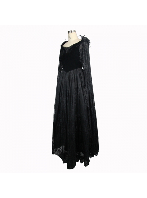 Collar Decals Shoulder Feather Lace Decoration Lace Shawl Black Gothic Velvet Dress