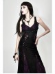 Front Beads Flower Decals Rose Button Back Lace-Up Purple Gothic Lace Long Dress