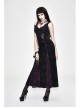 Front Beads Flower Decals Rose Button Back Lace-Up Purple Gothic Lace Long Dress