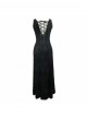 Front Beads Flower Decals Rose Button Back Lace-Up Purple Gothic Lace Long Dress