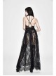 Front Chest Decals Black Gothic Transparent Positioning Pattern Lace Halter Sling Long Dress