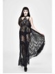 Front Chest Decals Black Gothic Transparent Positioning Pattern Lace Halter Sling Long Dress