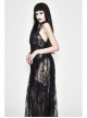 Front Chest Decals Black Gothic Transparent Positioning Pattern Lace Halter Sling Long Dress