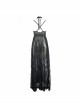 Front Chest Decals Black Gothic Transparent Positioning Pattern Lace Halter Sling Long Dress