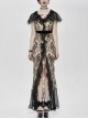 V-Neck Short Sleeve Lace Fishtail Light Brown Gothic Floor-Length Chiffon Long Dress