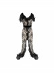 V-Neck Short Sleeve Lace Fishtail Light Brown Gothic Floor-Length Chiffon Long Dress