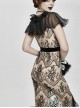 V-Neck Short Sleeve Lace Fishtail Light Brown Gothic Floor-Length Chiffon Long Dress