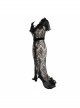 V-Neck Short Sleeve Lace Fishtail Light Brown Gothic Floor-Length Chiffon Long Dress