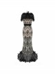 V-Neck Short Sleeve Lace Fishtail Light Brown Gothic Floor-Length Chiffon Long Dress