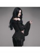 One-Word Shoulder Rose Decoration Collar Waist Side Splice Lace Lace-Up Flare Sleeve Black Gothic Knit T-Shirt