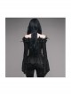 One-Word Shoulder Rose Decoration Collar Waist Side Splice Lace Lace-Up Flare Sleeve Black Gothic Knit T-Shirt