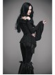 One-Word Shoulder Rose Decoration Collar Waist Side Splice Lace Lace-Up Flare Sleeve Black Gothic Knit T-Shirt