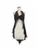Wine Red Gothic Frilly Tassel Hem Halter Lace T-Shirt